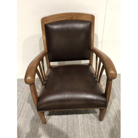 SECONDE MAIN - Fauteuil cuir marron