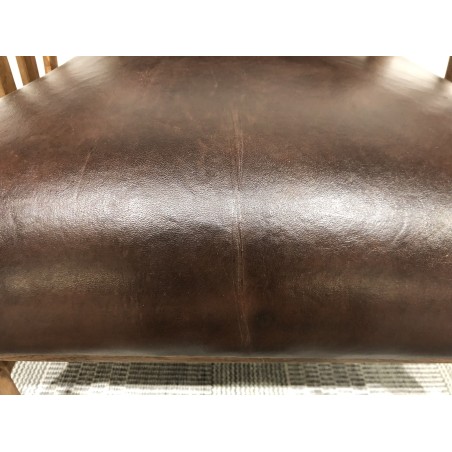 Teak and Brown Leather Armchair DAK