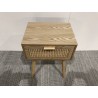 SECOND HAND - RODRIGO - Natural-colored bedside table with 1 drawer and cane detailing