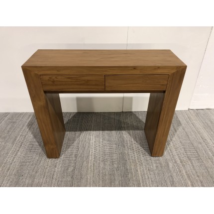 Modern brown console table with 2 teak wood drawers | SECOND-HAND