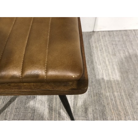 Chaise manguier assise matelassée cuir dossier rotin - SECONDE MAIN