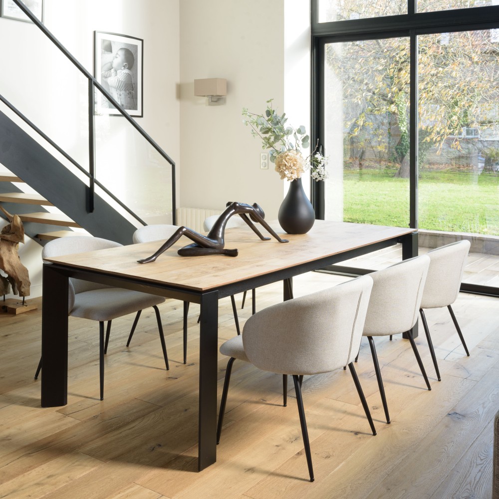 Set of 2 ecru fabric chairs | Second-Hand