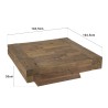 Brown solid wood square coffee table | Second-hand