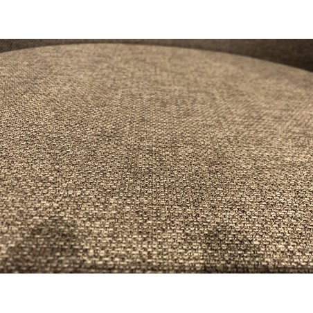 Second-hand - Brown fabric chair with rounded backrest and black steel legs