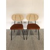 2 chaises rotin et velours orange - Seconde main