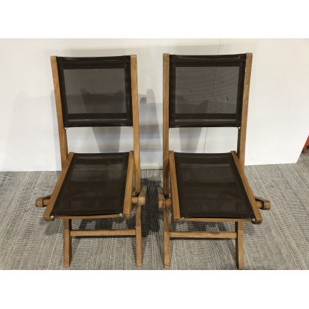 Lot de 2 chaises pliantes textilène couleur taupe | SECONDE VIE
