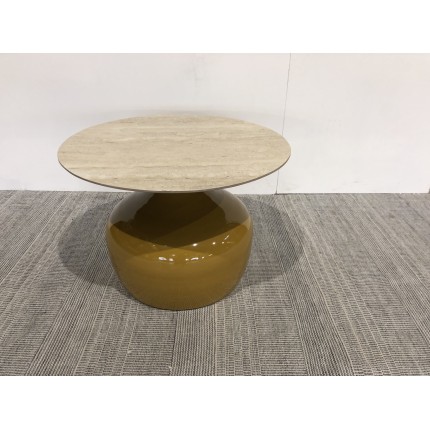 Table basse 60cm plateau carreaux vitrifiés pied fer camel | Seconde Main