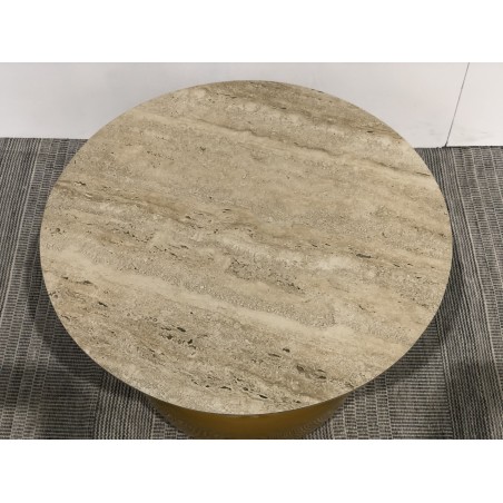 Table basse 60cm plateau carreaux vitrifiés pied fer camel | Seconde Main