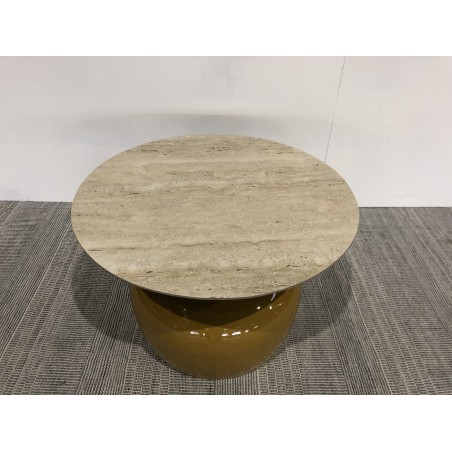 Table basse 60cm plateau carreaux vitrifiés pied fer camel | Seconde Main