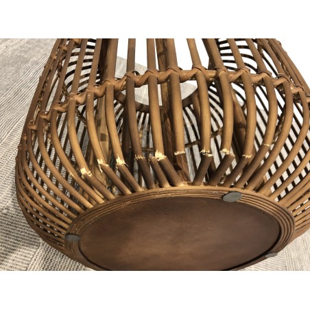 Table d’appoint poignées en rotin marron | Seconde Main