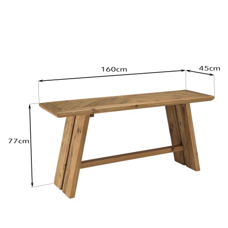160x45cm console table in recycled pine wood | Second-hand