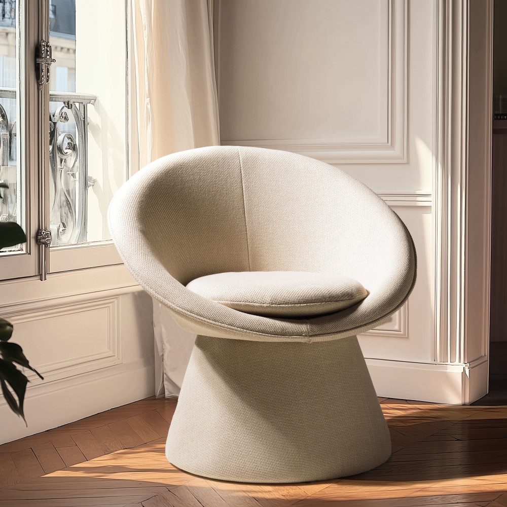 Fauteuil rembourré en tissu beige | Meubles Macabane | Agathe