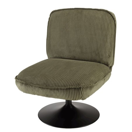 Fauteuil pivotant en tissu velours côtelé vert | Meubles Macabane