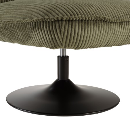 Fauteuil pivotant en tissu velours côtelé vert | Meubles Macabane