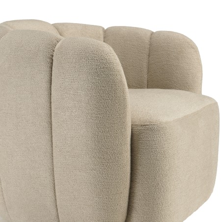 Fauteuil rembourré en tissu beige | Meubles Macabane