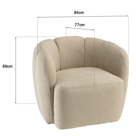 Beige fabric upholstered armchair | Macabane Furniture