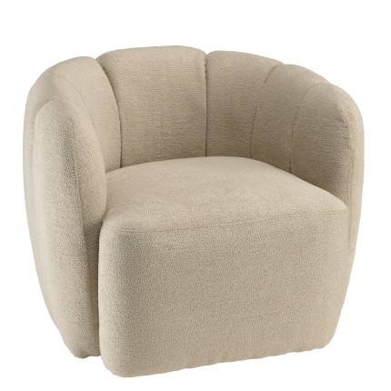 Fauteuil rembourré en tissu beige | Meubles Macabane