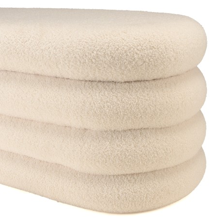 Banc avec rangement en tissu bouclette blanc L85cm | Macabane