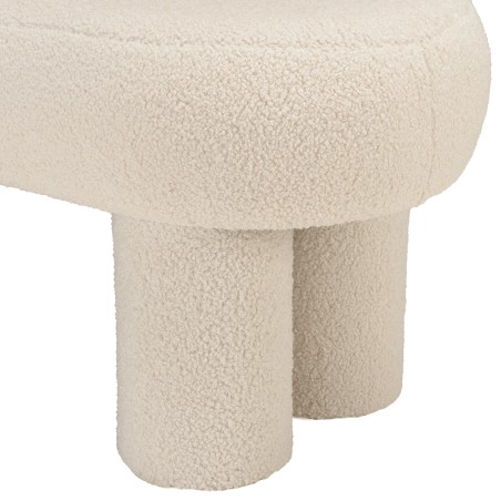 White bouclé fabric bench L105cm | Macabane Furniture