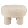 Pouf rond en tissu bouclette blanc D50cm | Meubles Macabane