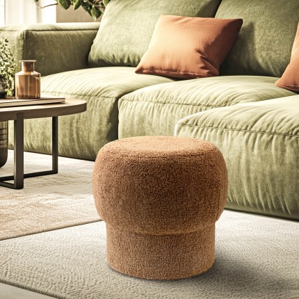 Pouf rond en tissu terracotta D44cm | Collection Agathe