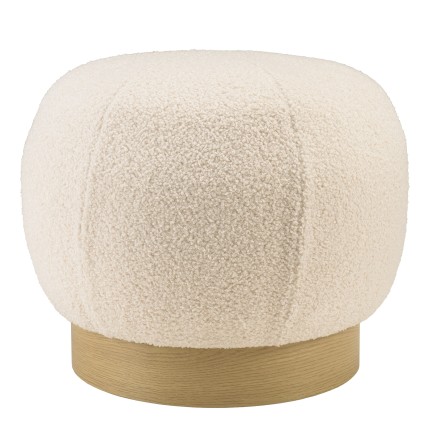 Pouf rond en tissu bouclette blanc D47cm | Collection Agathe
