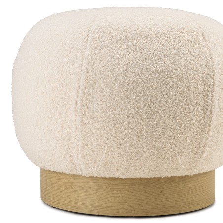 Round pouffe in white bouclé fabric D47cm | Agathe Collection