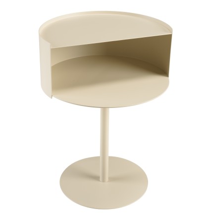 Round side table in beige steel, D35cm | Agathe Collection