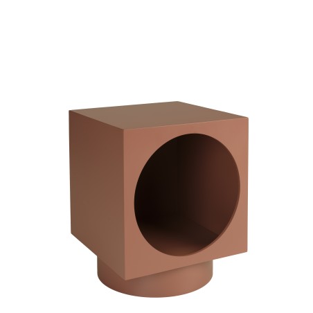 Table d'appoint carrée 34x34cm en bois peint terracotta | Macabane