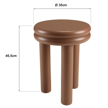 Table d'appoint ronde en bois peint terracotta D35cm | Meubles Macabane