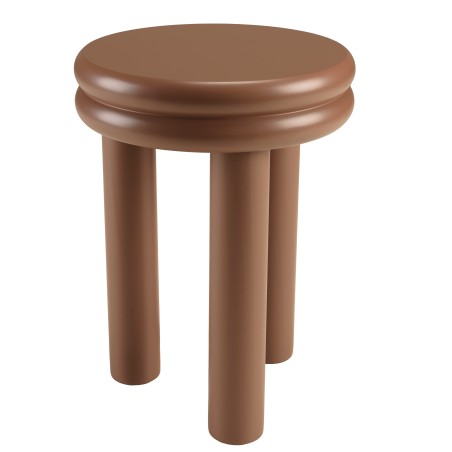 Table d'appoint ronde en bois peint terracotta D35cm | Meubles Macabane