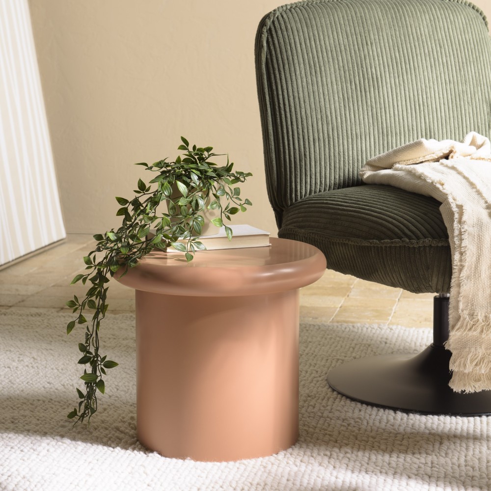 Table d'appoint ronde en bois peint marron D40cm | Meubles Macabane