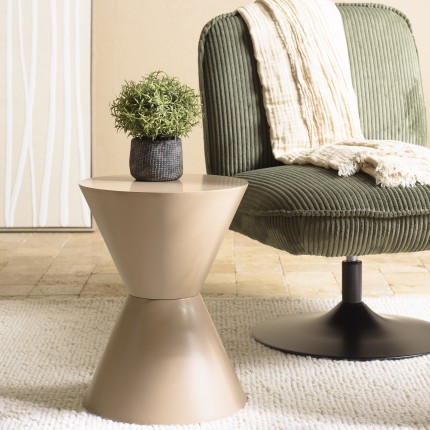 Table d'appoint ronde en bois peint taupe D35cm | Meubles Macabane