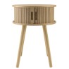 Round bedside table in natural-coloured wood, diameter 40 cm | Macabane