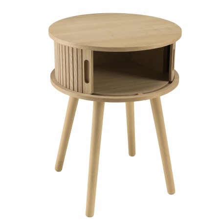 Round bedside table in natural-coloured wood, diameter 40 cm | Macabane