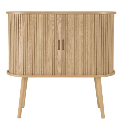 Oval sideboard, 80 x 33 cm, natural-coloured wood | Macabane Furniture