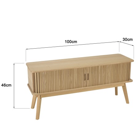 Meuble TV 100x30cm en bois couleur naturelle | Macabane