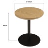 Round side table in natural-coloured wood with black legs, D35cm | Macabane
