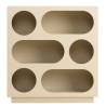 Sideboard 70x23cm 6 compartments in beige painted wood | Macabane Furniture