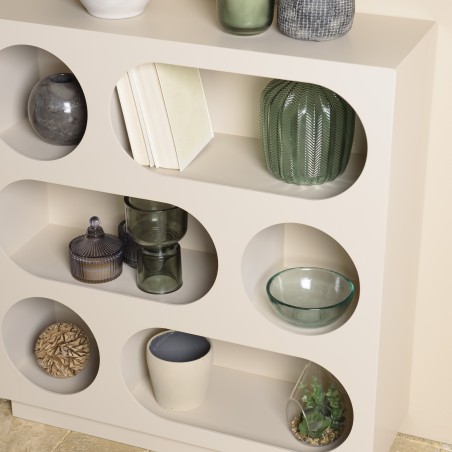 Sideboard 70x23cm 6 compartments in beige painted wood | Macabane Furniture