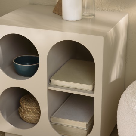 Bedside table 40x30cm 4 compartments in beige painted wood | Macabane