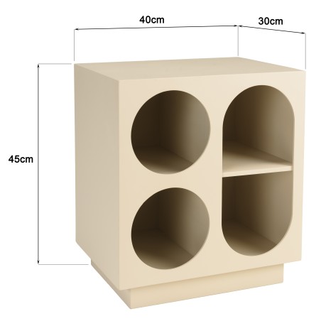 Table de chevet 40x30cm 4 niches en bois peint beige | Macabane