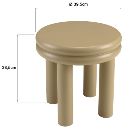 Round side table in taupe painted wood, diameter 40 cm | Macabane