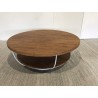 Double-tier coffee table, 100x100cm, recycled teak and white metal | SECOND-HAND