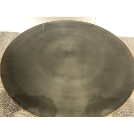 Table basse ronde 120x120cm en fer noir et bordure dorée | SECONDE MAIN