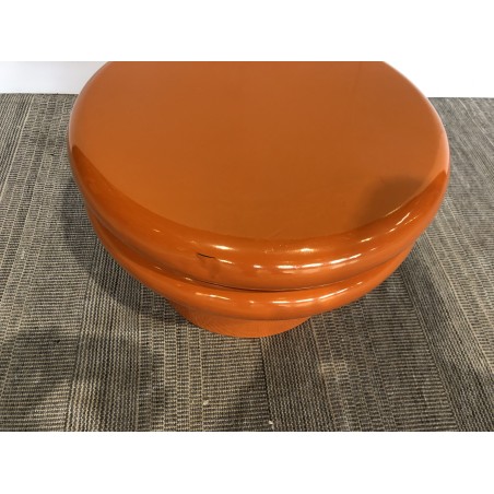 Designer side table in fluorescent orange iron - Second-hand