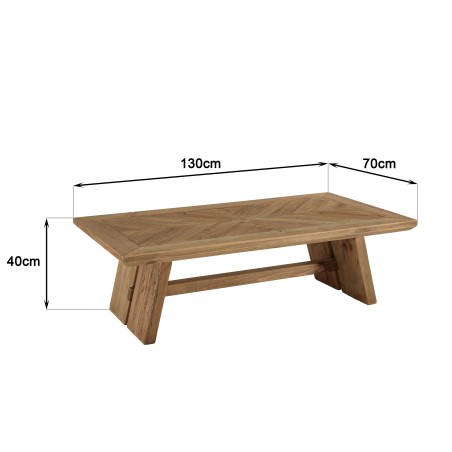 Table basse rectangulaire 130x70cm bois pin recyclé - Seconde Main