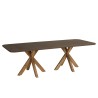 Table à manger 240x100cm effet béton marron pieds en bois d'acacia | Macabane