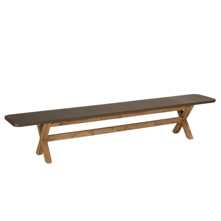 240x40cm bench with a brown concrete-effect finish and acacia wood legs | Macabane
