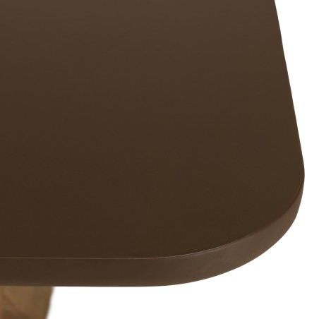 Table à manger 200x100cm effet béton marron pied en bois d'acacia | Macabane